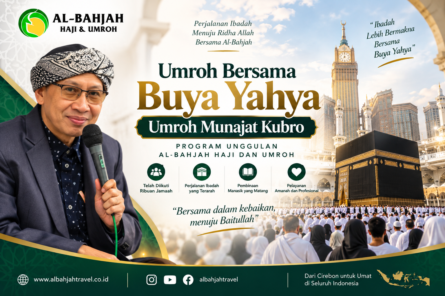 Ribuan jamaah mengikuti program unggulan Umroh Munajat Kubro bersama Buya Yahya dari Al-Bahjah Haji dan Umroh