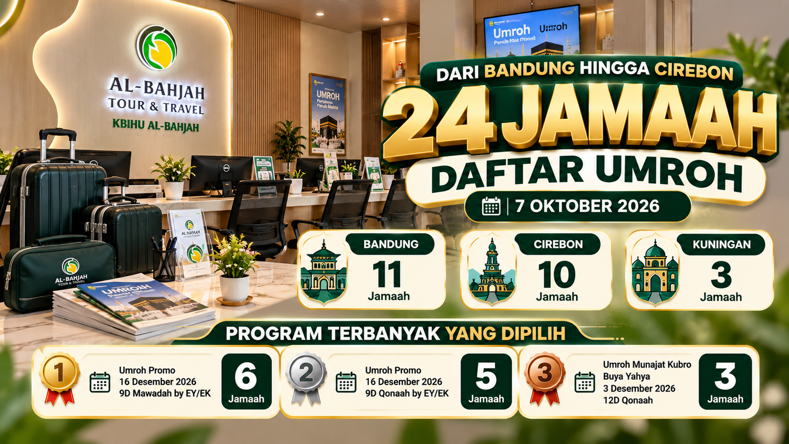 24 jamaah daftar umroh di Al Bahjah Travel pada 7 Oktober 2026
