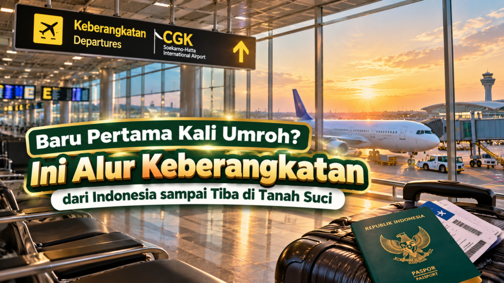 Ilustrasi alur keberangkatan umroh dari Indonesia melalui Bandara Soekarno-Hatta CGK